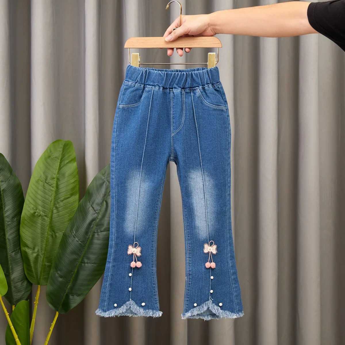 Childrens clothing girls jeans Spring and Autumn 2025 new style Western style Korean version girls bell bottom pants chT251017