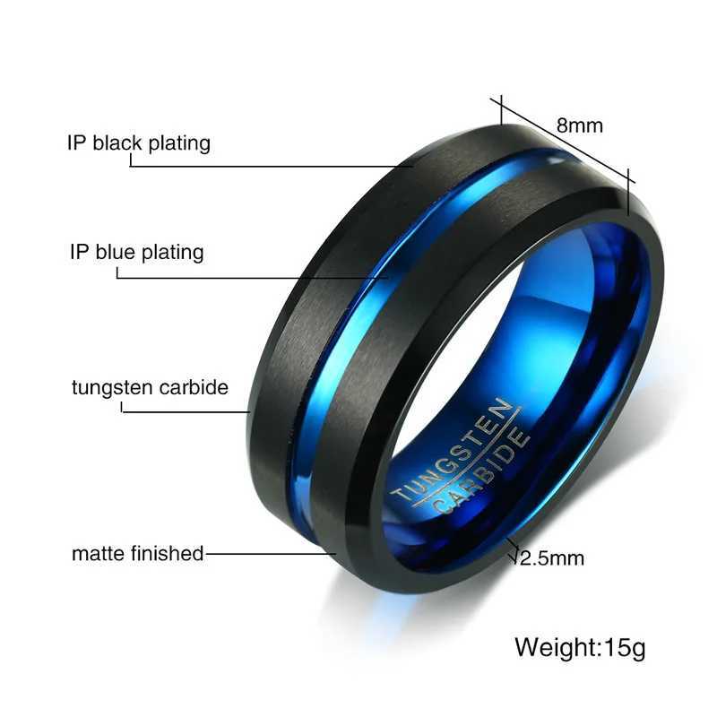 Vnox Basic 8mm Tungsten Carbide Rings for Men Jewelry Stylish Thin Line Style Wedding Bands Anniversary Gifts for HimW251017