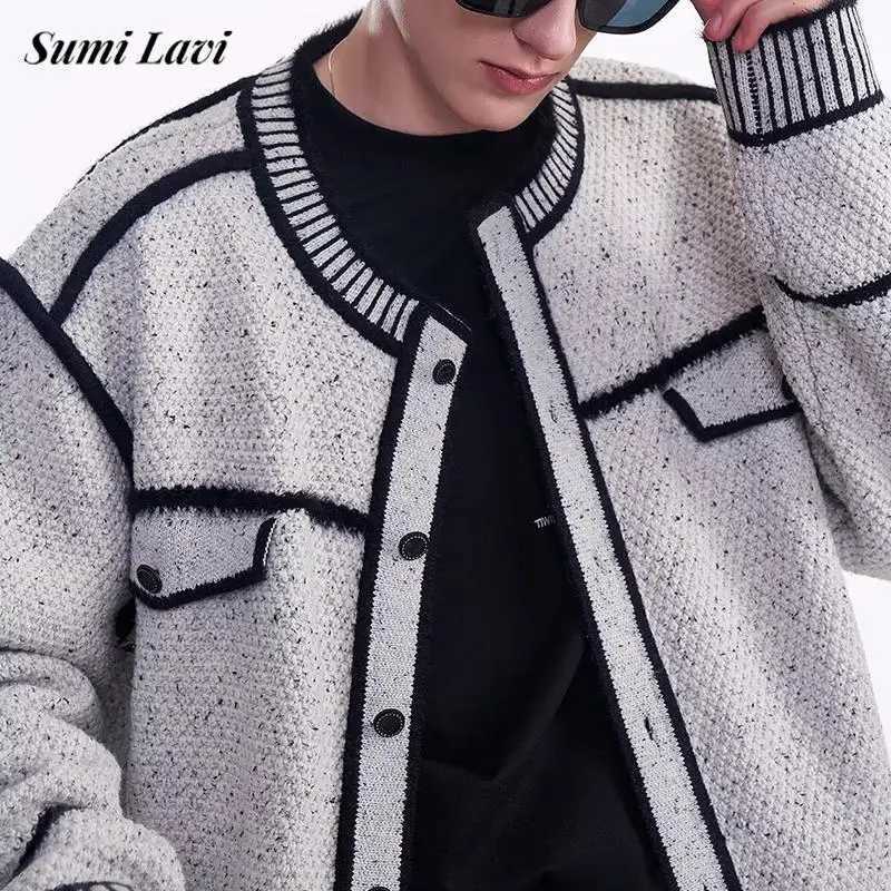 Autumn Winter Fashionable Mens Sweatercoats Vintage Buttoned Striped Crochet Sweater Cardigans Men Trendy Knitting Jacket Coats J251017