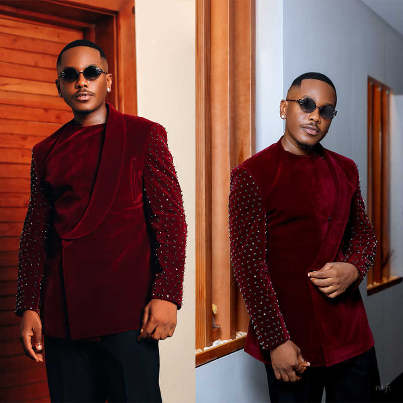 Modern Wedding Tuxedos Beaded 2 Piece Set Jacket Pants Men Suit Design Single Breasted Evening Prom Groom Blazers Customized