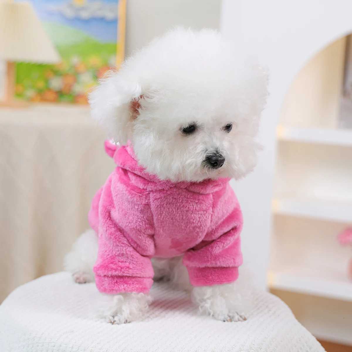 Pet Dog Clothes Autumn and Winter Thickened Plush Cute Bear Transformation Clothes Pink Catdog ClothingW251017