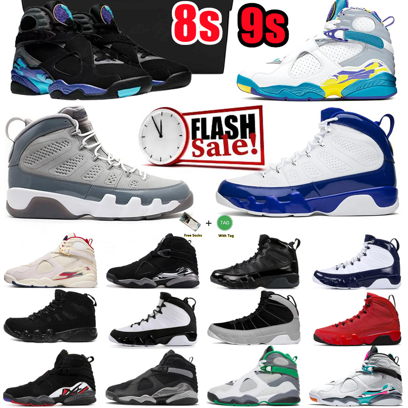 Designer Basketball Shoes 8 8s Playoff Aqua Chrome South Beach Cool Grey Take Flight Black Samurai Raid 9 9s Mens Trainers Sports Sneakers 40-47