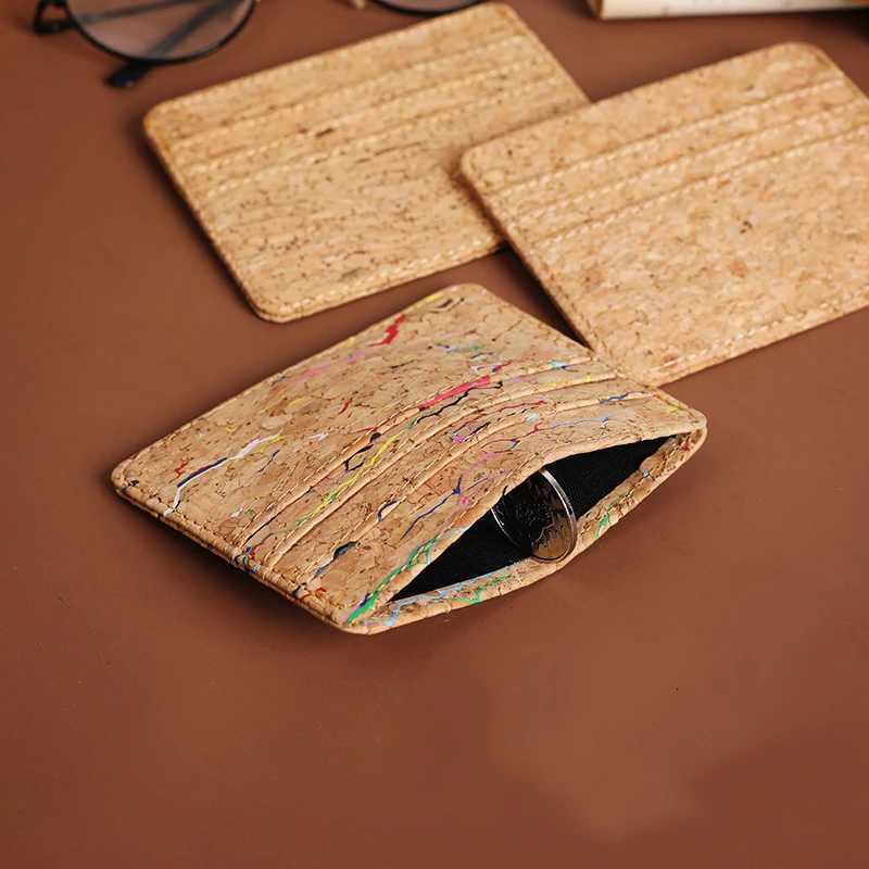 Cork Leather ID Bank Card Holder Credit Multi Slot Slim Card Case Wallet Women Men Business Card Cover Money Bag Coin PurseW251017