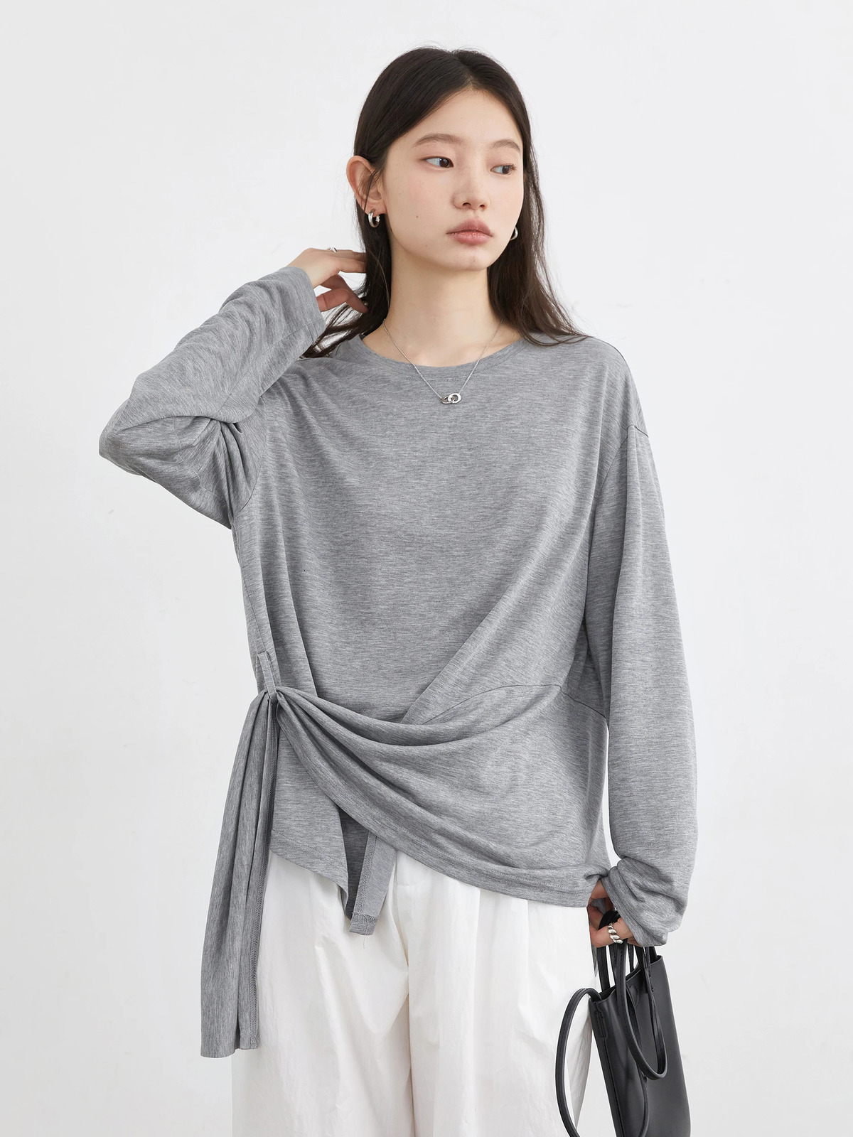 CHIC VEN Fashion Womens Pullovers Tees O Neck Loose Solid Long Sleeve Female Tshirt Thin Top Spring Autumn 251013