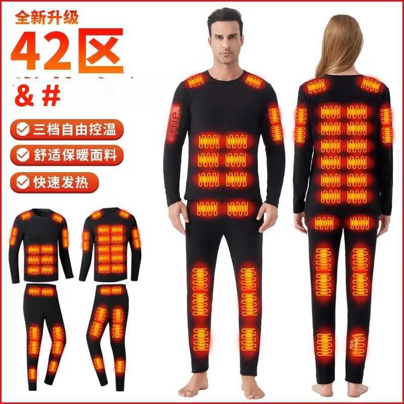 New Winter 42Zone Heated Warmth Set Thickened Heated Thermal Underwear Pants Mens Womens Plus Sizes H251017