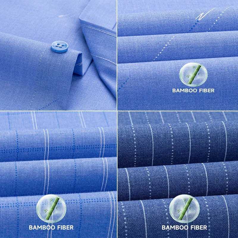 New Mens Plaid Shirt Long Sleeve AntiWrinkle Formal Soft Fashion Casual Business Pocket Classic Striped Shirts Men Clothing J251017