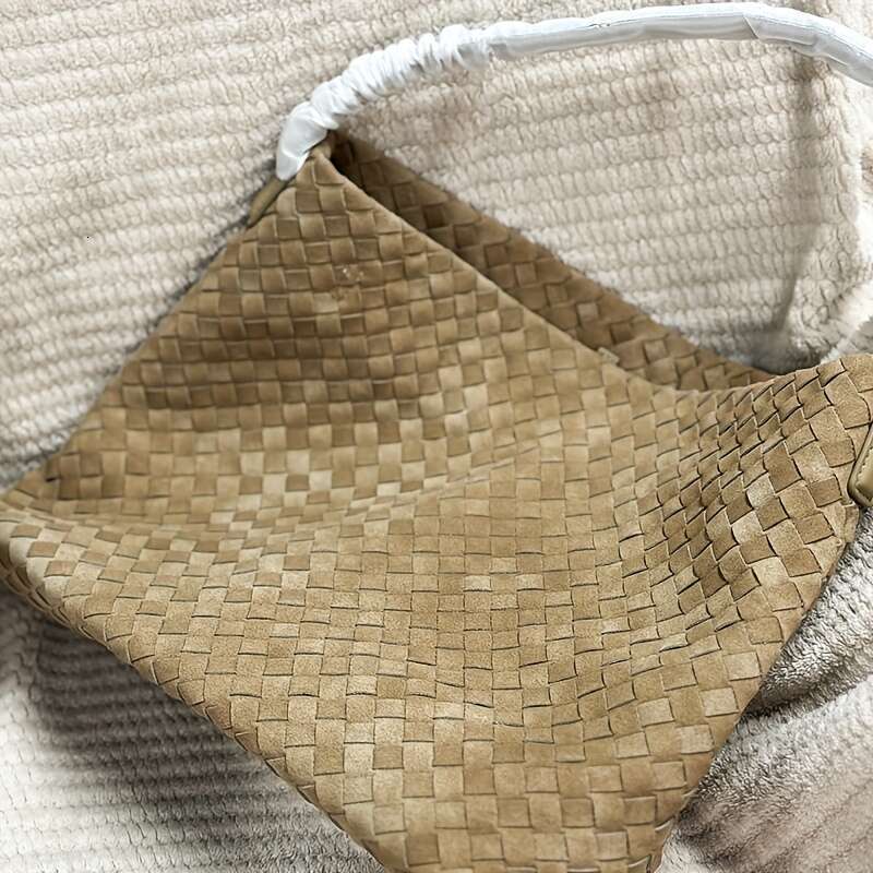 Women's Premium Synthetic Leather Woven Crossbody Bag Sand Texture Large Capacity Handbag With Adjustable Shoulder Strap, Snap Closure, Polyester