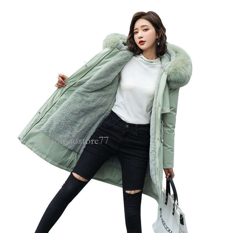 Overcome Winter European American New Women's Clothes Medium And Long Large Fur Collar Plush Cotton-Padded Jacket Thick Coat winter jacket women