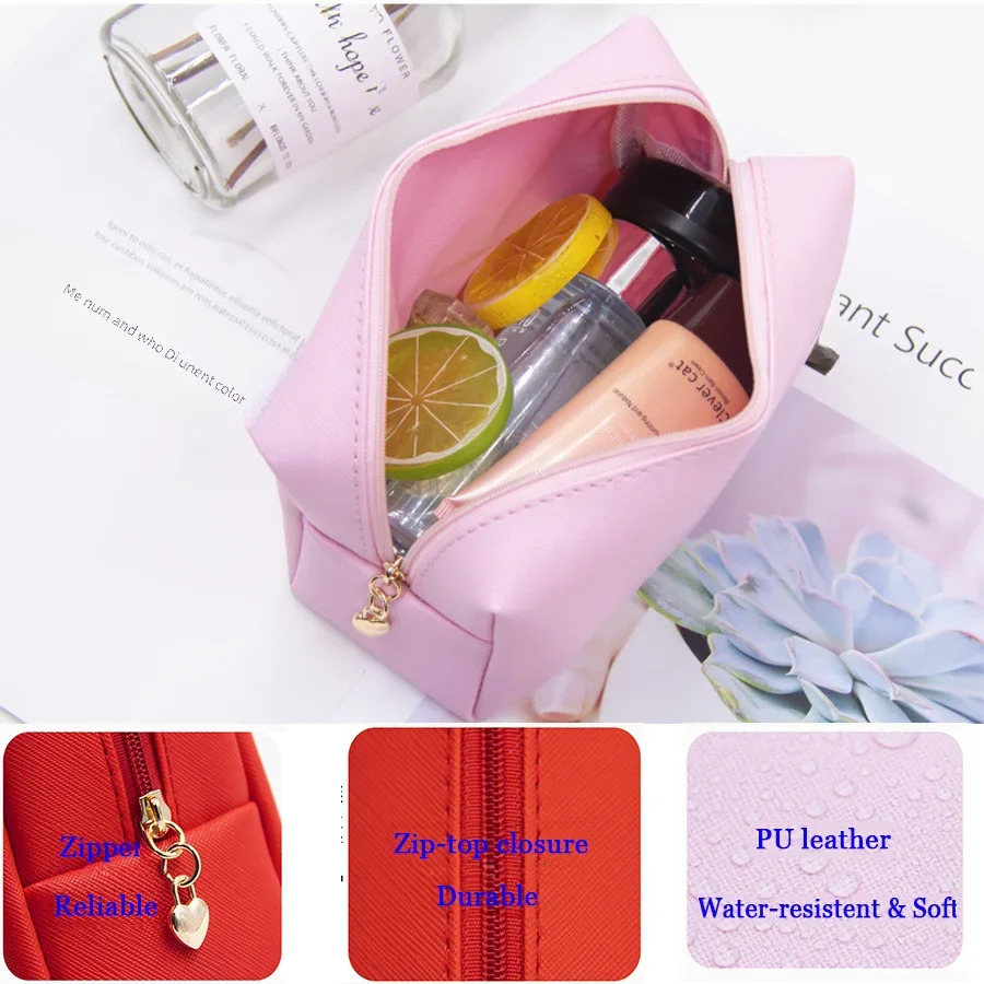 Personalized Embroidery Small Makeup Bag PU Leather Travel Cosmetic Pouch Toiletry Bag for Women Portable WaterResistant251011