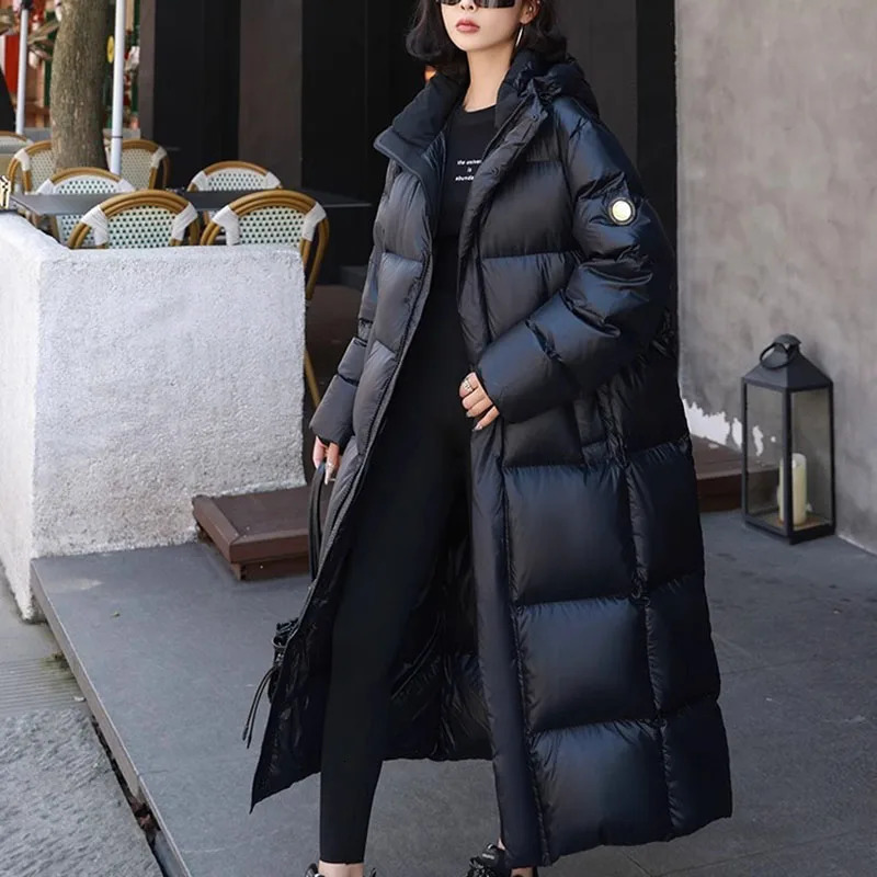 Winter Warm Hooded Loose HighQuality Thick Women Down Jacket Temperament Solid Color Goose H491 251014