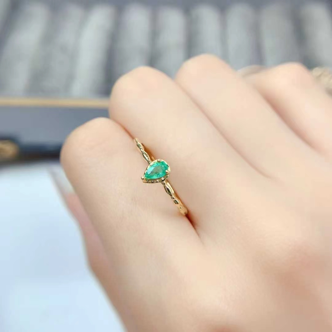 Sterling silver emerald ring classic design 925 silver ring for girl 3mm*5mm natural Colombian emerald jewelry