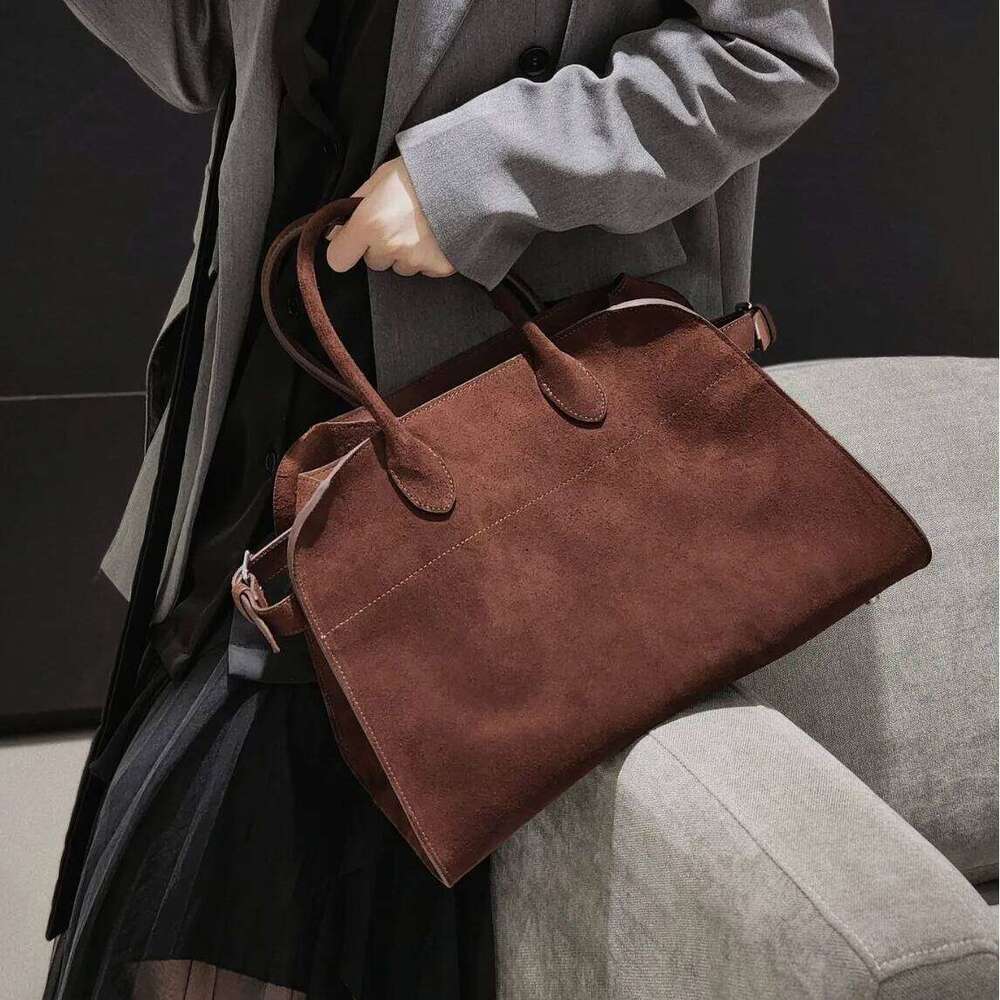 New Shoulder Handbag Suede Tote Large Capacity Messenger Women s Autumn and Winter Cowhide Commuter Bag