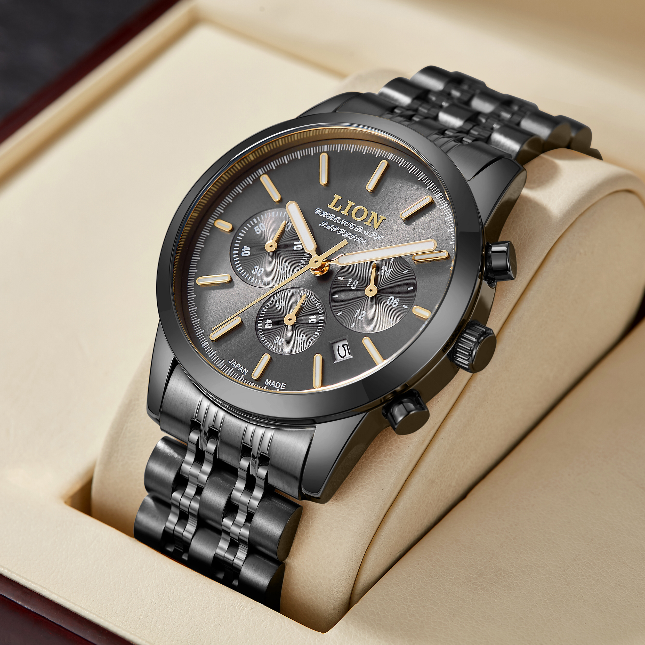 555A Men's and women's quartz movement Lion Luxury brand Fashion watch Stainless steel strap waterproof casual business