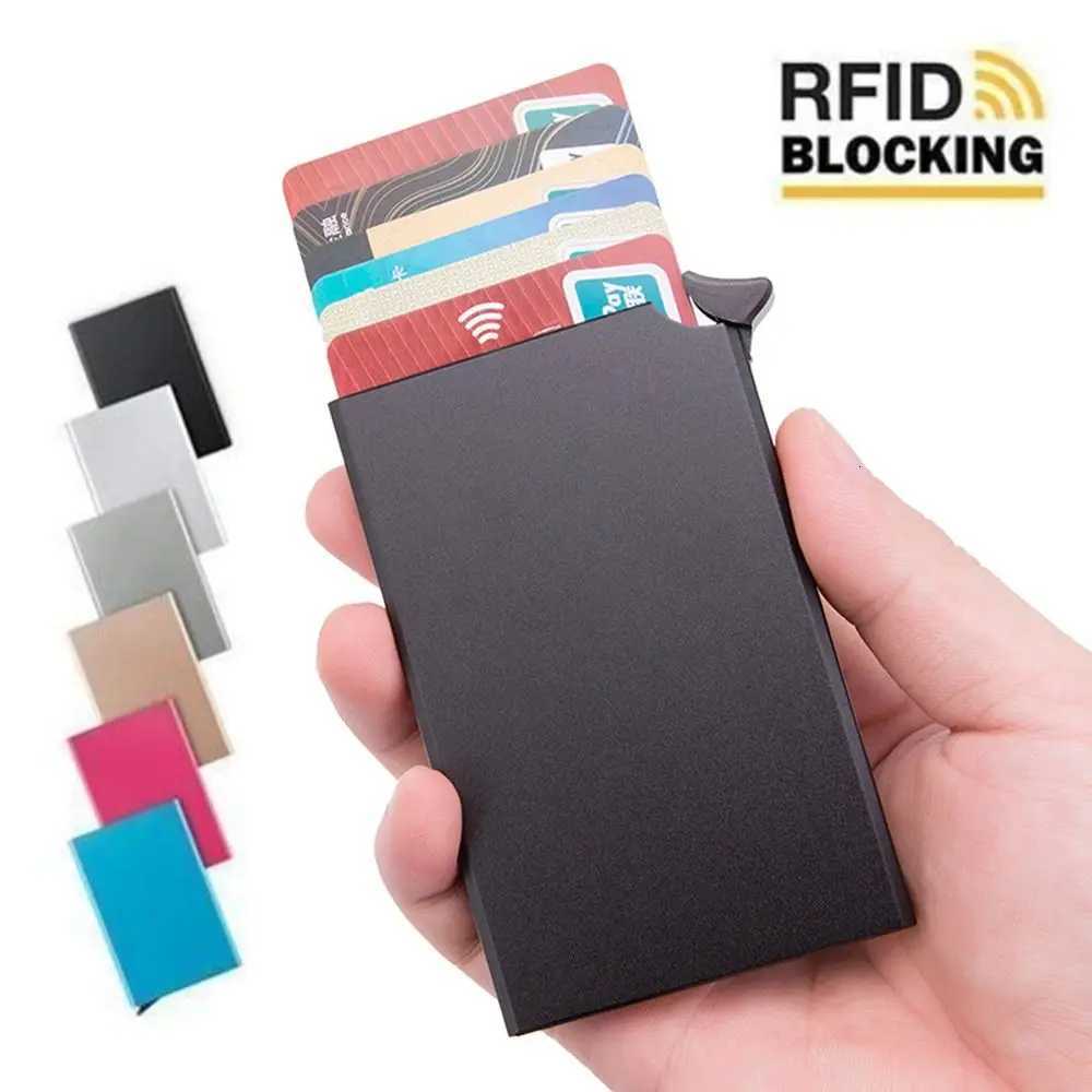 Aluminum Alloy Credit Card Holder Pop Up Antimagnetic RFID Card Case Antitheft Wallet Automatic ID Card Protector PurseW251017
