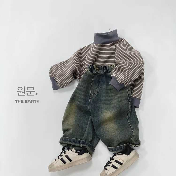Autumn New Children Denim Trousers Baby Boys Girls Loose Casual Wide Leg Pants Fashion Vintage Straight Jeans Kids ClothesT251017