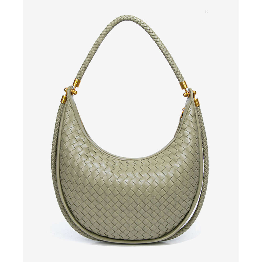 New French Style High-End Hand-Woven Light Luxury Simple Shoulder Underarm Crescent Bag Commuting Versatile Handbag