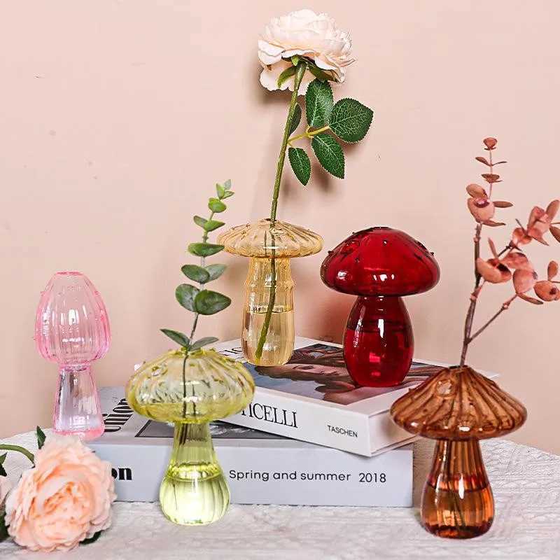 Mini Mushroom Glass Vase Hydroponic Aromatherapy Bottle Hydroponic Flower Plant Decoration Home Nordic Vase Table Creative Vase C251017