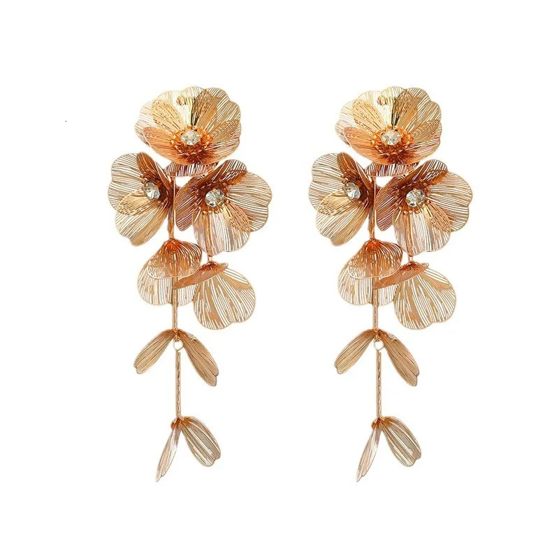 Bohemian Flower Tassel Earrings for Women Vintage Gold Color Exaggerated Hanging Earring Party Jewelry Gift 251016