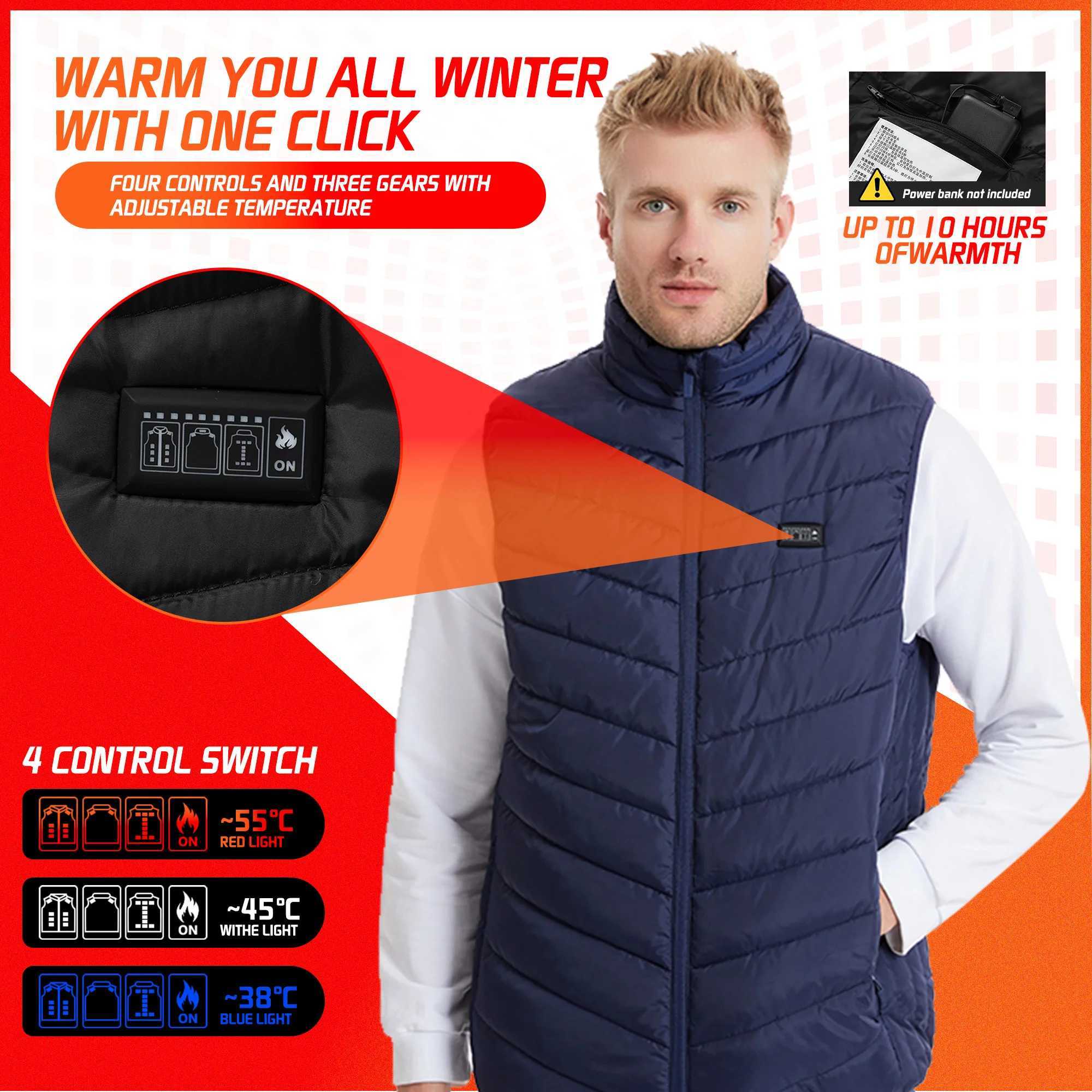 Heating Vest Blue Men's Jacket Heated Winter Women's Heated Jacket Thermal Vest Warmer Outdoor Sports Jacket H251017