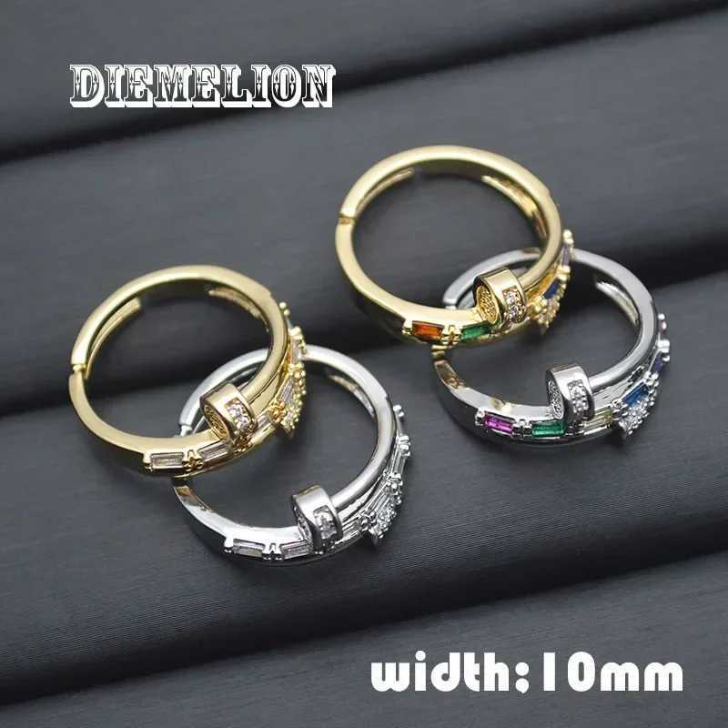 GoldSilver Plated Trendy Multilayer Screw Nail Ring for Women Rainbow AAA Zircon Open Adjustable Ring Daily Simple Jewelry Z251017