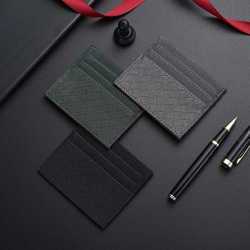 2025 new light and thin card bag mini ultrathin onepiece mens and womens small woven soft leather card holderW251017