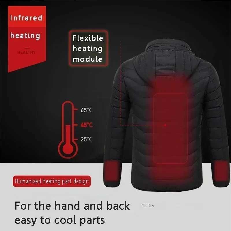 USB Heating Jackets Men Winter Warm Heated Parkas 21 Zones Electric Heated Jackets Waterproof Warm Jacket Coat Plus Size 7XL H251017