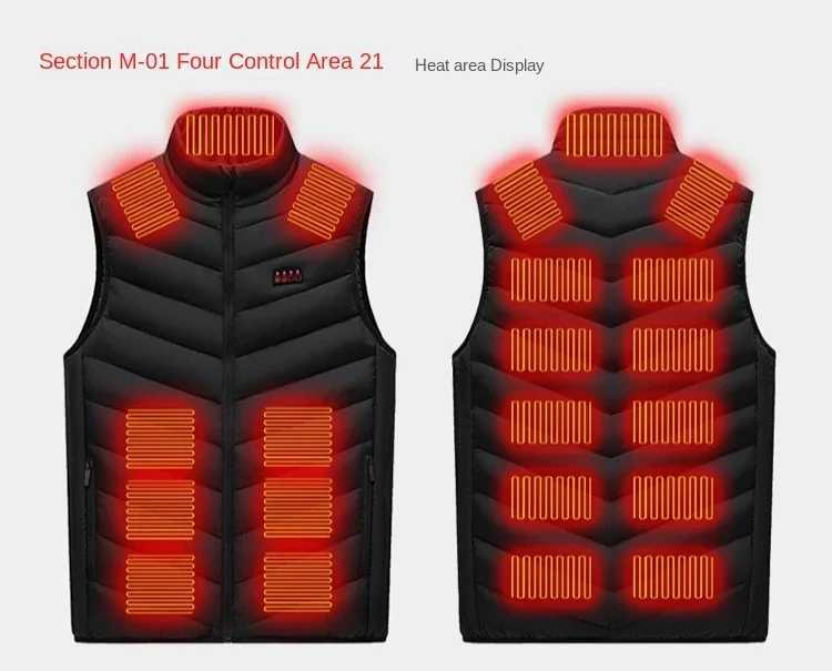 131721 Zone Heating Suit Winter Warm and Comfortable Stand Collar Work Vest Outdoor Mens Intelligent Temperature Control Coat H251017
