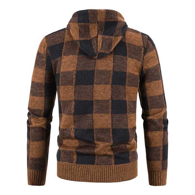 Mens New Plaid Jacket Hooded Sweater Autumn Winter Fleece Outwear Thick Warm Casual Clothing Cold Windbreaker Coat J251017