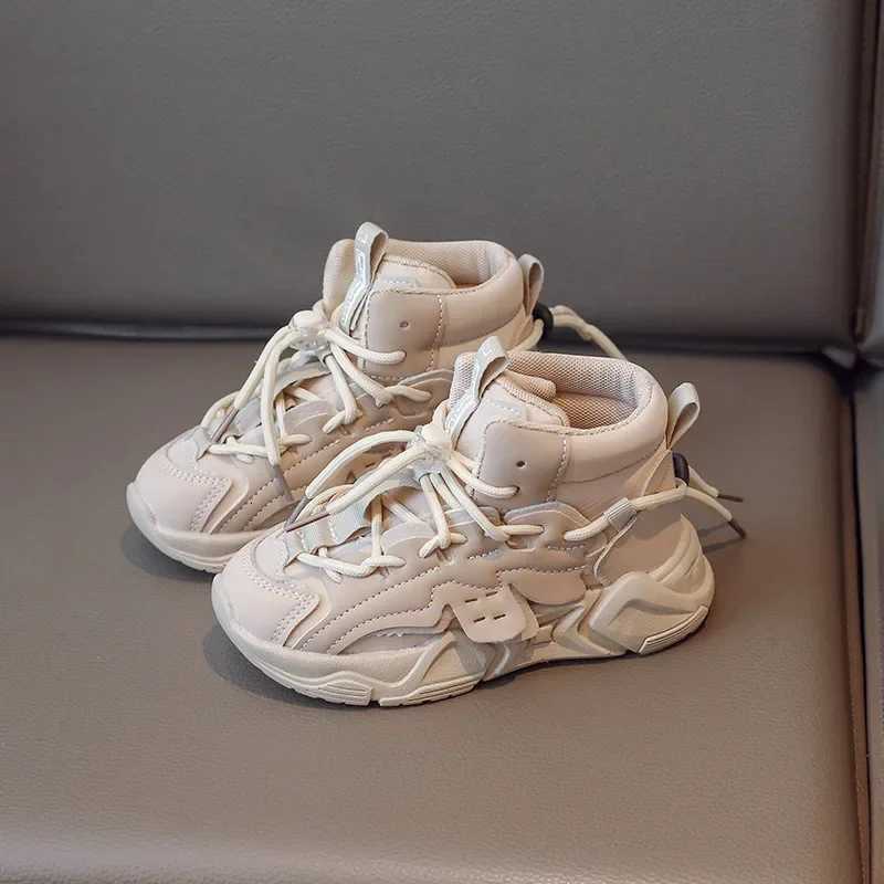 Kids High Top Sneakers Girls Boys Lace Up Shoes 2024 Autumn Childrens Pu Leather Casual Sport Walk Running Trainers Pink 2636T251017