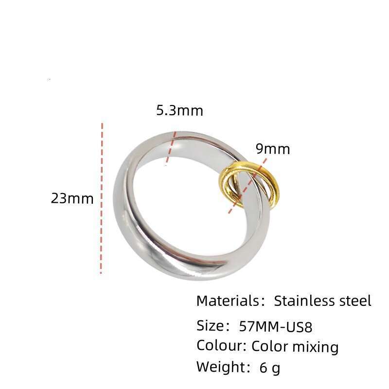 Stainless Gold-Plated High-End Ins Titanium Steel Jewelry Furnace Vacuum Color-Retaining Ring