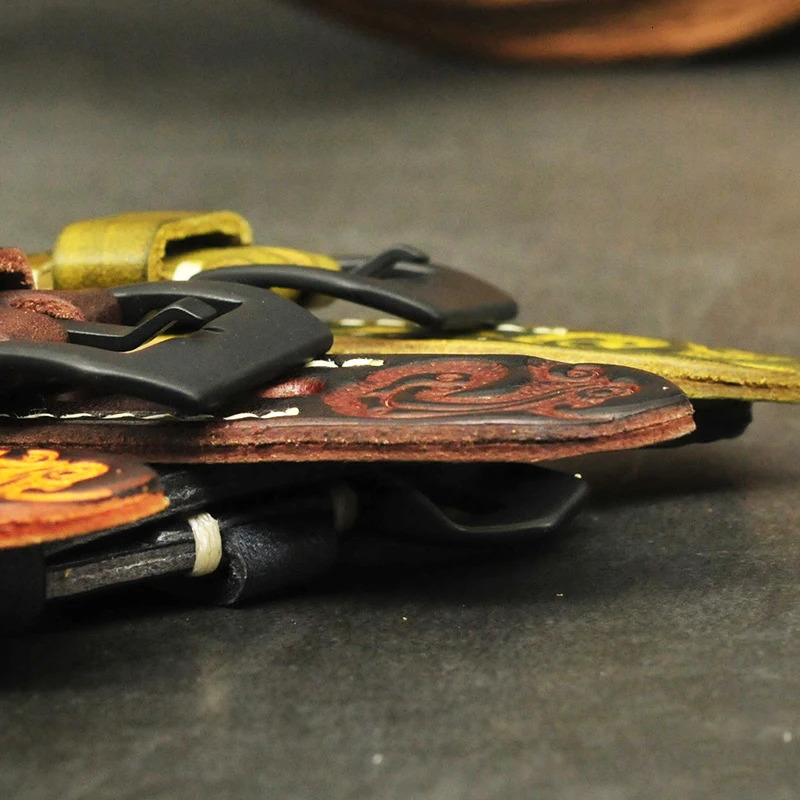 Vintage Carving Men Watch Strap Handmade Stitched Embossed Leather Watchband Black Buckle for Panerai 18mm 20mm 22mm 24mm 251016