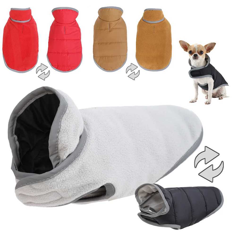 Reflective Pet Jacket With Leash Hole Reversible Waterproof Dog Outfits For Small Medium Dogs Cat Warm Chihuahua Vest For WinterW251017