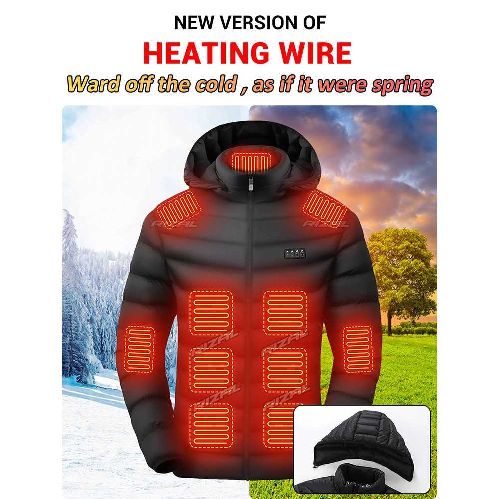 Smart Heated Jacket with 32 Heating Areas 4 Switches 3 Heat Settings Max 45 Degrees Celsius for Outdoor Activities and Winter Hiking H251017