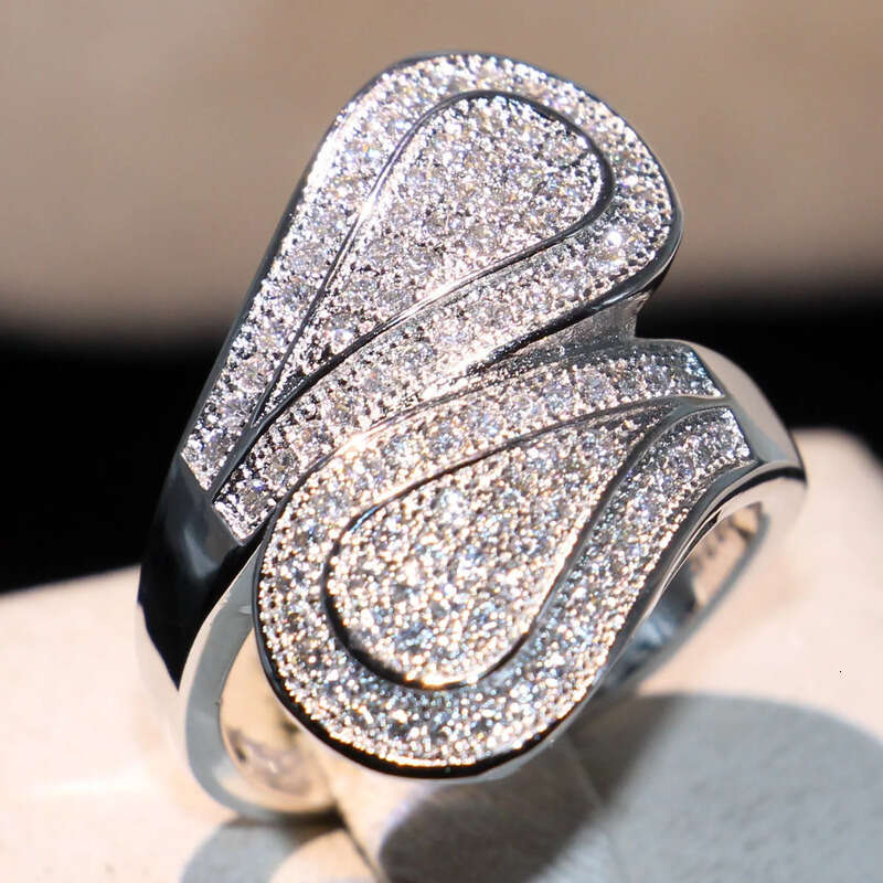 Victoria Wiecl Jewelry Sterling Sier Filled Full Pave White Sapphire CZ Dia Office Party Women Wedding Leaf Band Ring Gift