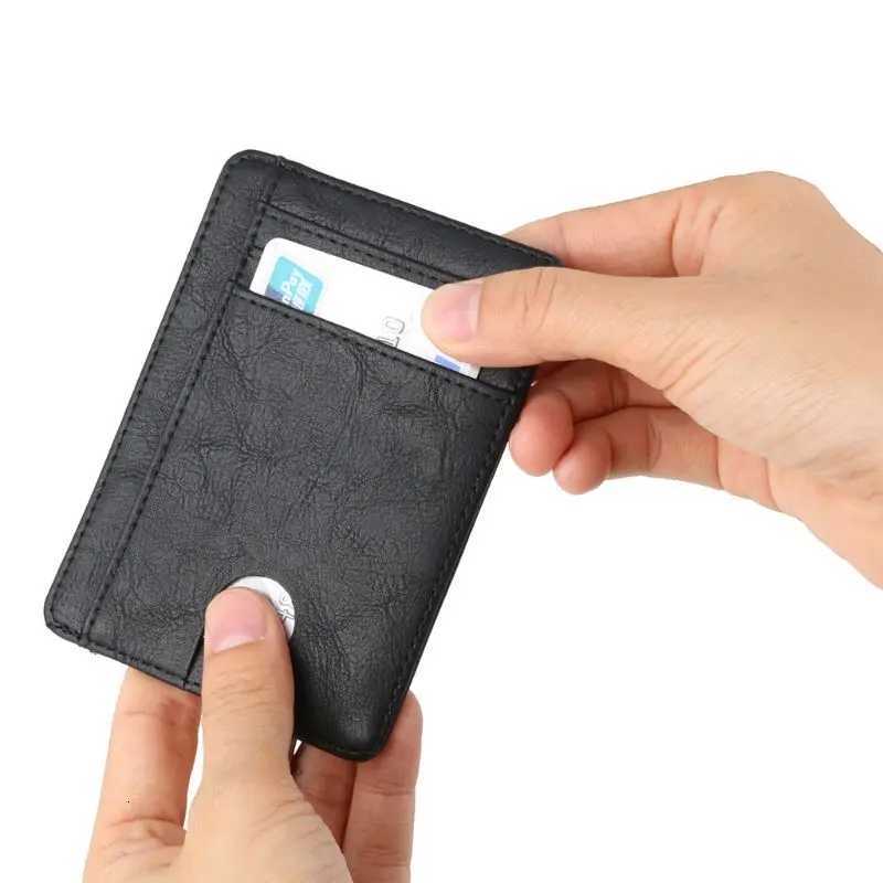 New Slim RFID Blocking Leather Wallet Credit ID Card Holder Purse Money Case for Men Women 115x8x05cmW251017
