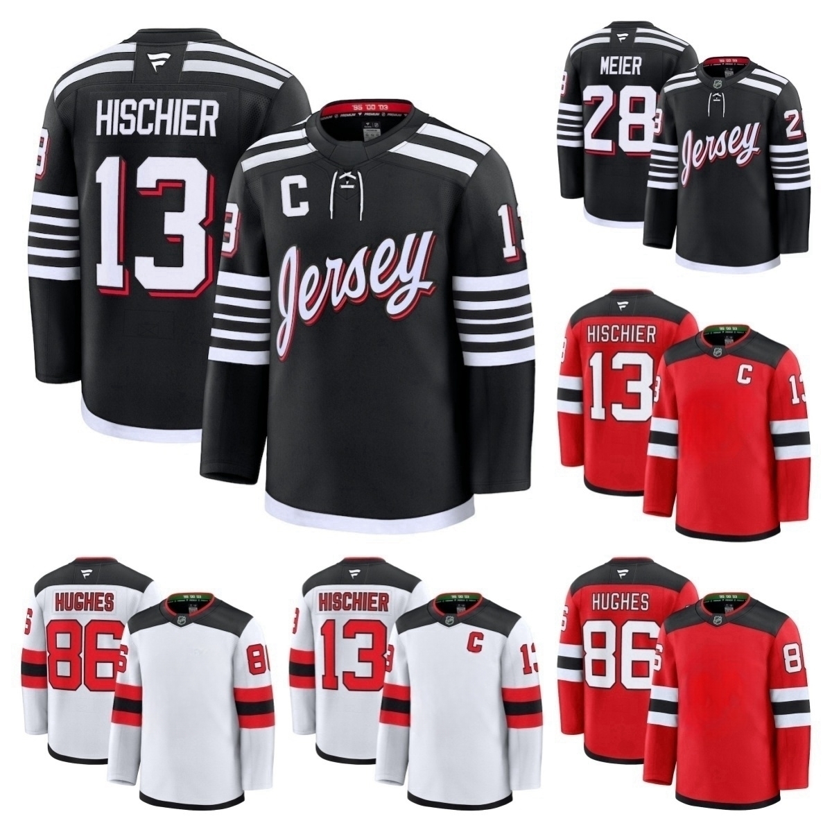 Luke Hughes Devils Jersey Hockey Jesper Bratt Arseny Gritsyuk Timo Meier Dawson Mercers Nico Hischier Jack Hughes Connors Brown Simon Nemec Brenden Dillon