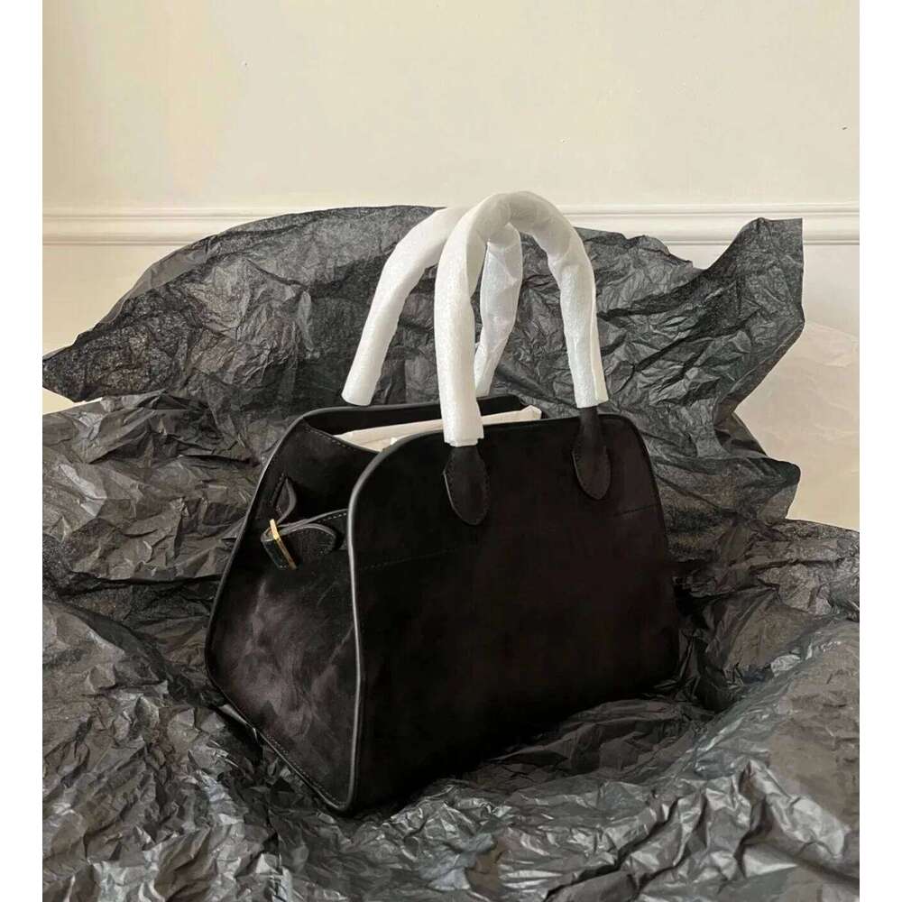 Fashion Margaux High Quality Cowhide Handbag Casual Soft Shoulder Genuine Leather Large Capacity Suede Women Tote Bag