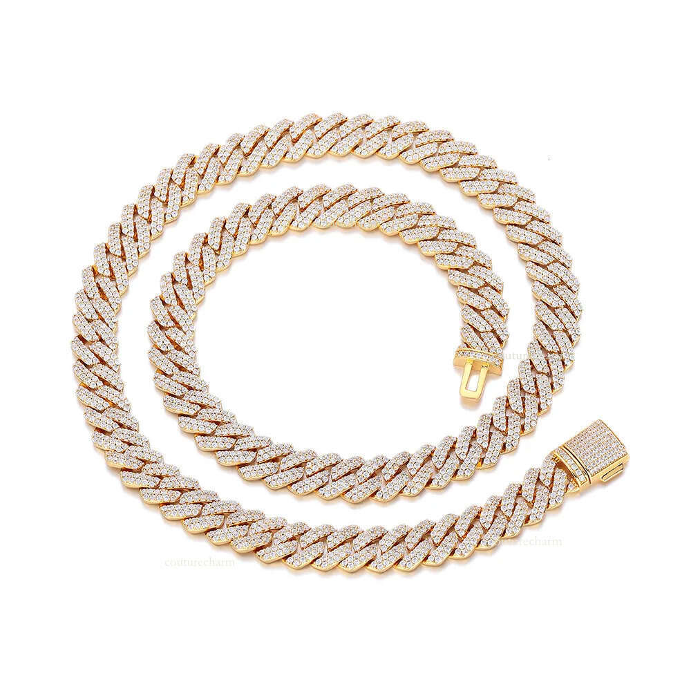 NUOYA Hight Quality 6MM VVS Moissanite k Hip Hop Jewelry Women White Gold Sier Cuban Chain Necklace For Gift Free of charge delivery