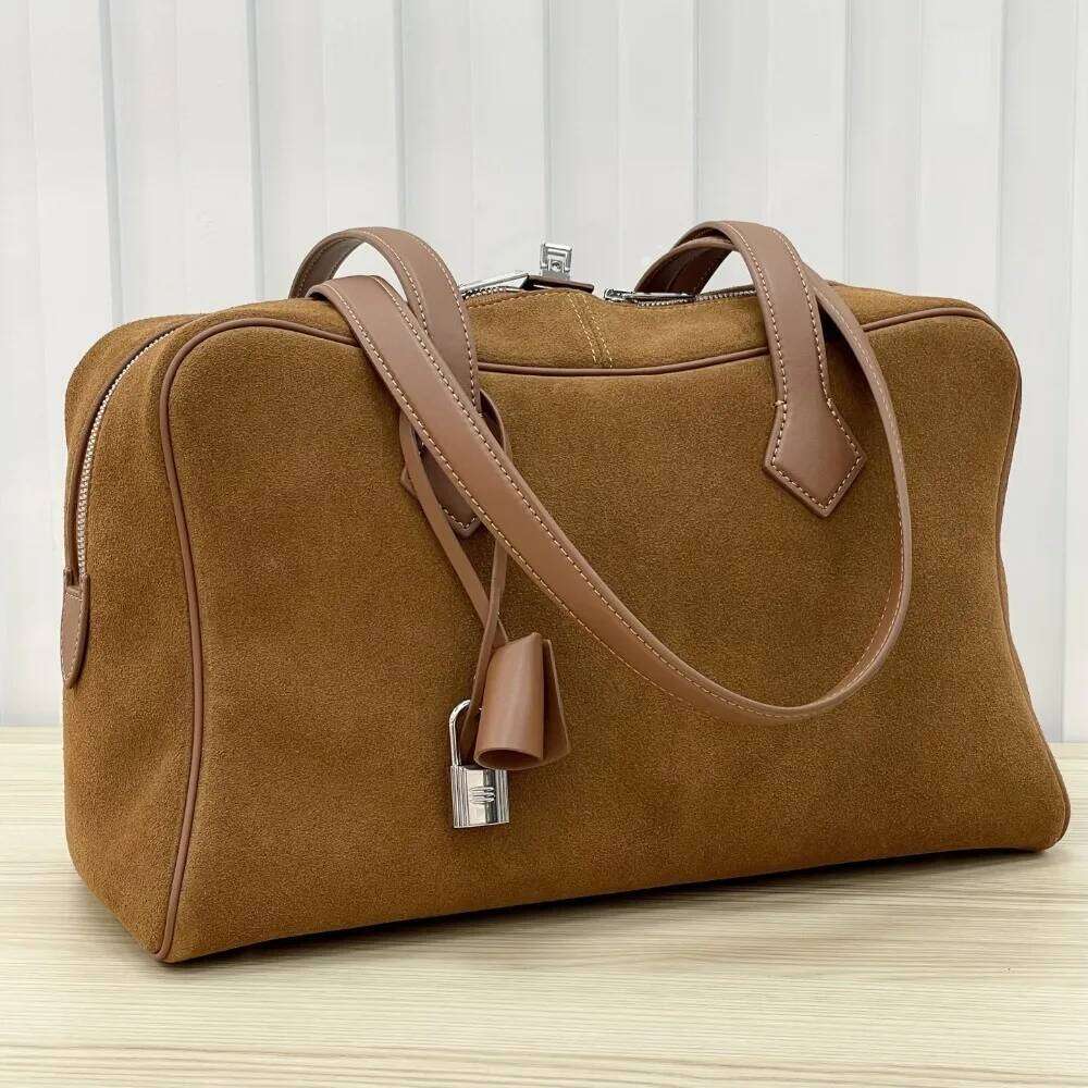 New Suede Boston Retro Old Money Style Handbag Commuter Large Capacity Shoulder Bag Casual Versatile High Quality