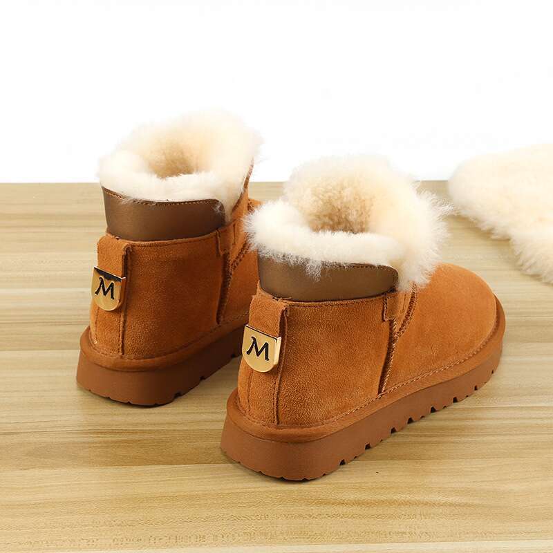 Winter New Genuine Plush Thick Cotton Shoes With Integrated Leather And Fur Anti Slip Boots