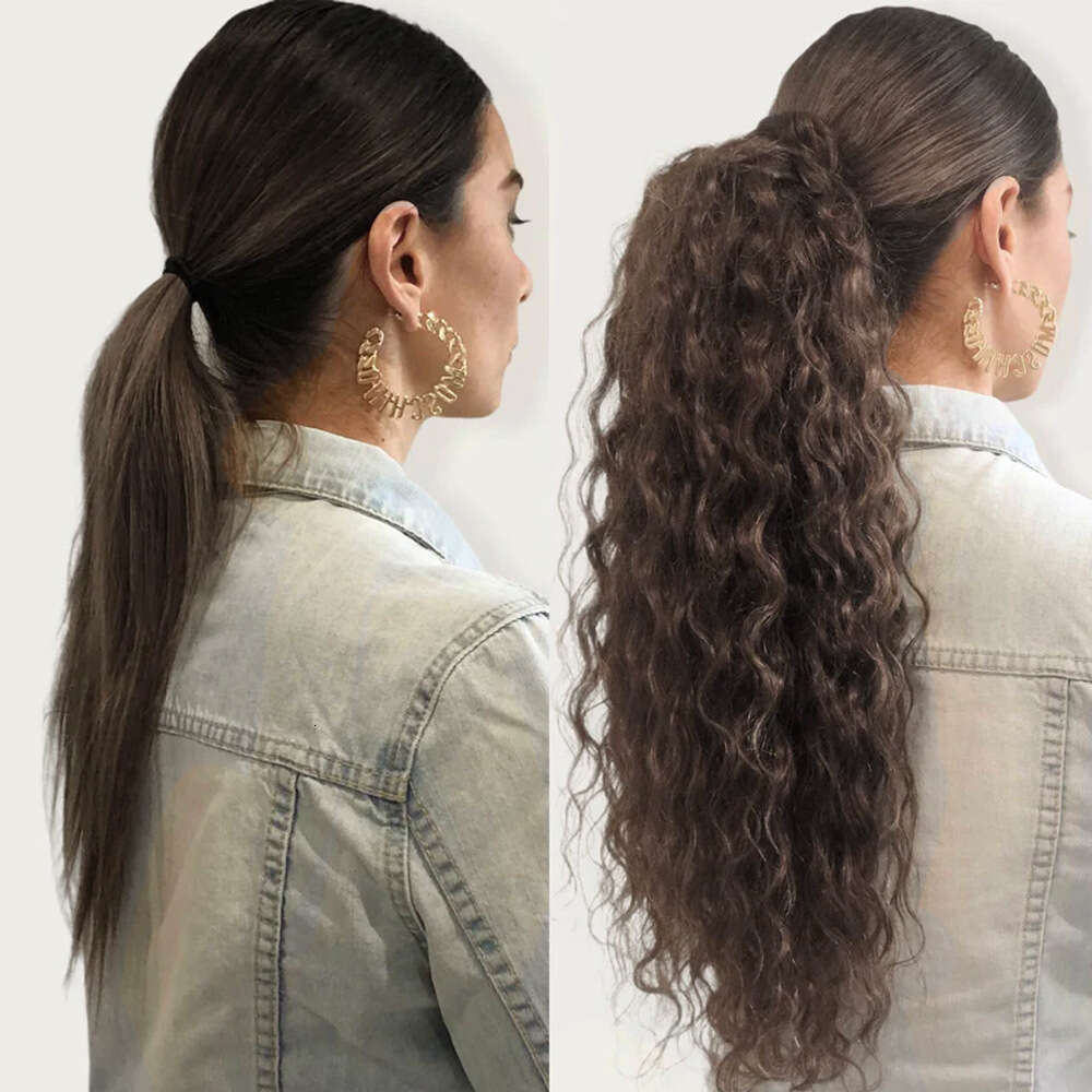 Long for Women Korean Style Synthetic Hair Ponytail Natural Elastic Band Curly Wig Braid