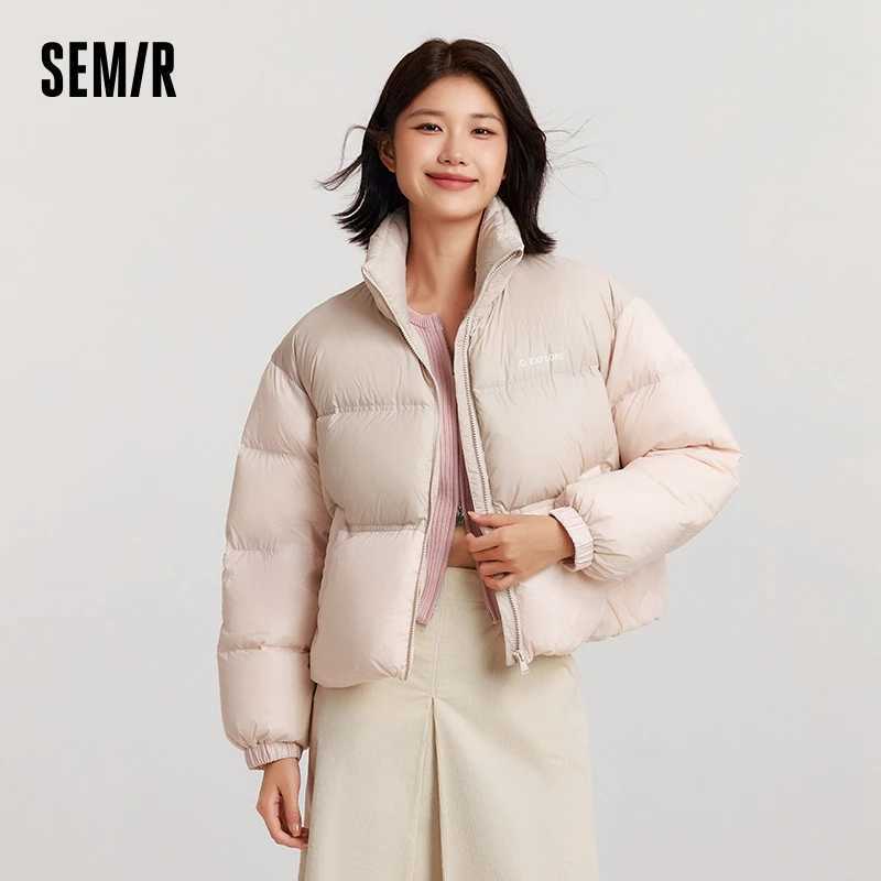 Semir Down Jacket Women Short Length ThreeResistant Oversize Winter 2024 New Letter StandUp Collar Top W251016