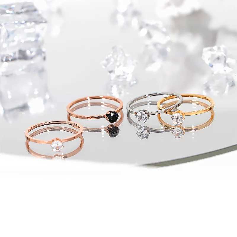 4mm Single CZ Stainless Steel Thin Ring Wedding Band for Women Girl Size 310W251017