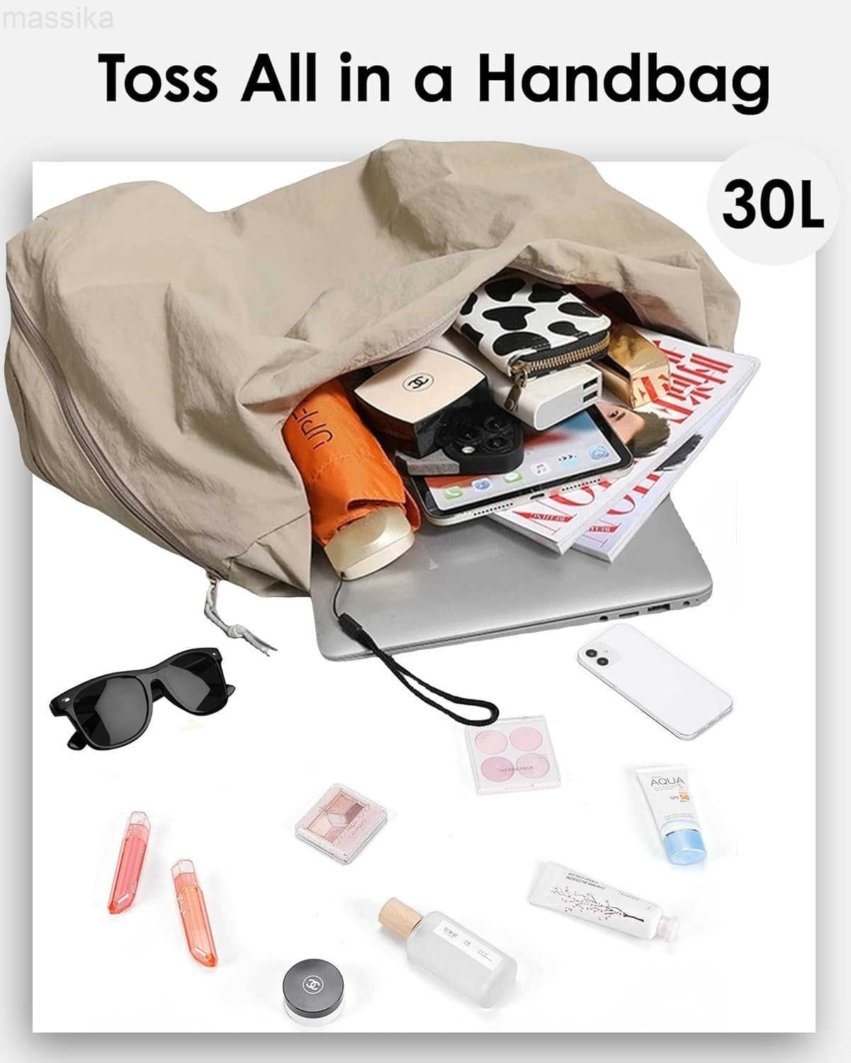 Tote Bag Slouchy Hobo Bag for Women Nylon Handbag Solid Color Draped Shoulder Bag Large Underarm Purse M251017