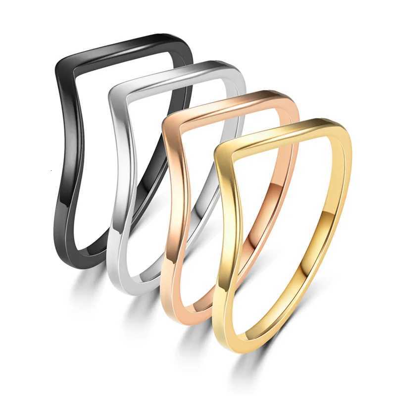 Fashion Thin Stackable Ring Stainless Steel V Chevron Knuckle Rings for Women Girls Minimalist Jewelry Anillos Mujer Size 511W251017