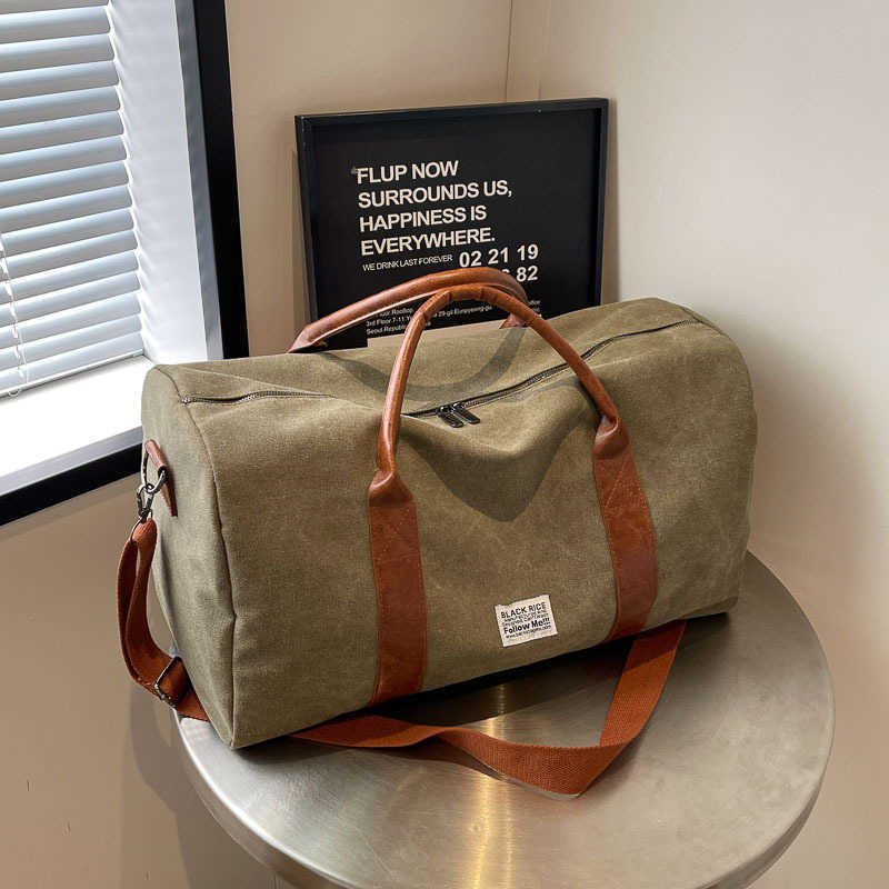 Short distance travel luggage storage bag for women, single shoulder large capacity canvas lightweight travel bag, sports and fitness bag for men 2504