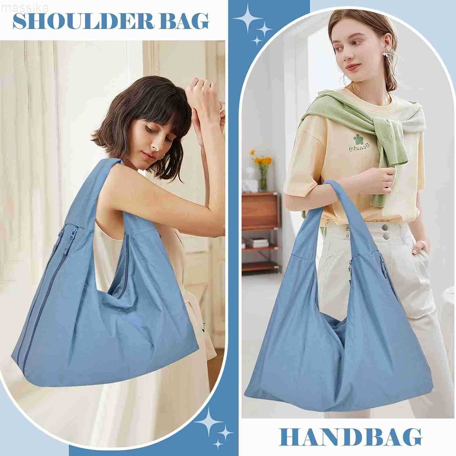 Tote Bag Multipockets Nylon Purse Large Hobo Bag for Women Solid Color Crescent Handbag M251017