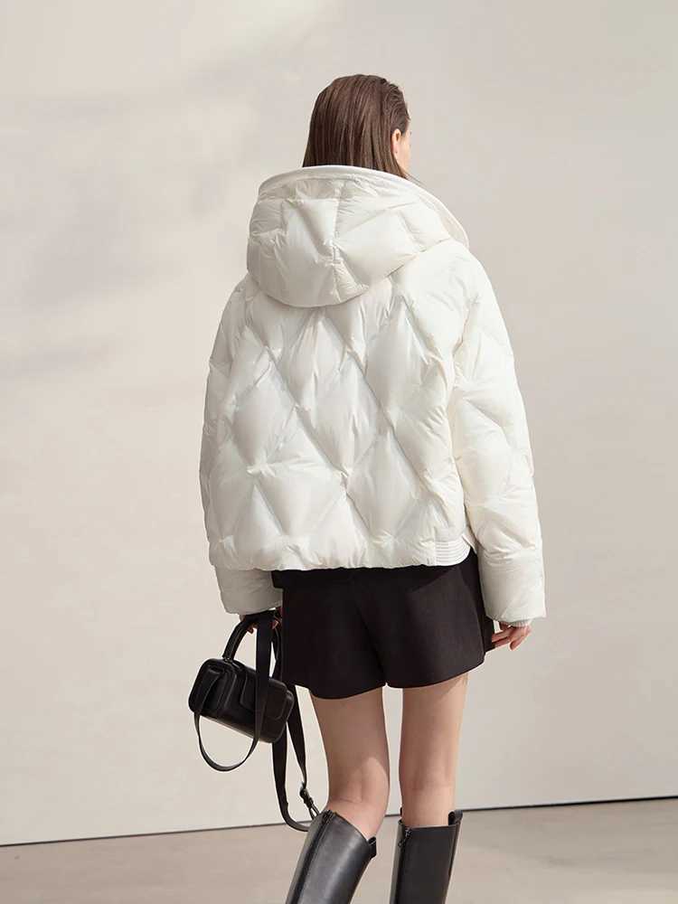 AMII Womens Jacket Coat 2025 Winter New Warm Commuter Hooded Down Jackets Woman Straight Solid Loose Long Sleeve Top 12554021 W251016