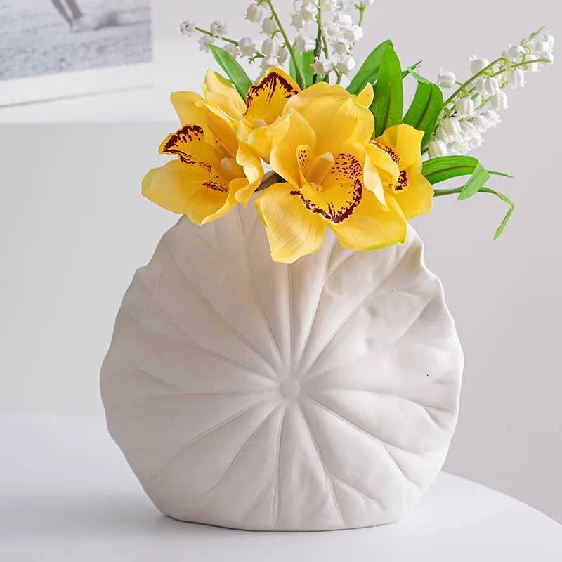 Shumen white Nordicstyle creative living room flower arrangement decoration ceramic dried flower vase home decoration item entr C251017