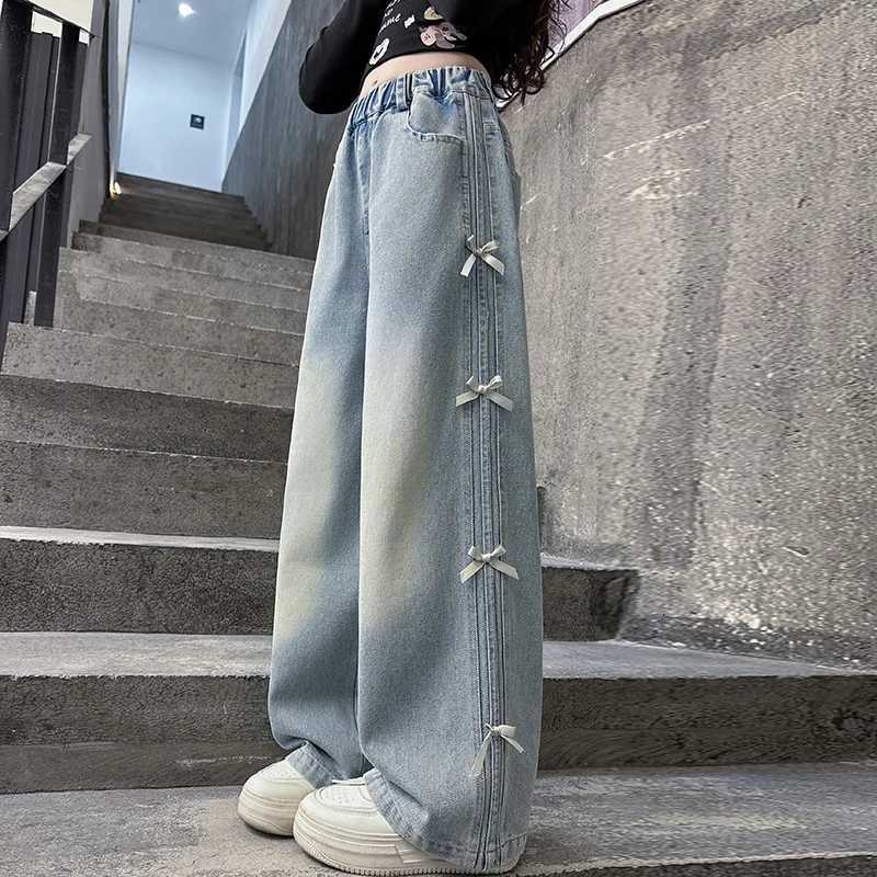 Girls Spring Autumn New Fashion Simple Personalized High Quality Versatile Loose Denim Pants 2025T251017